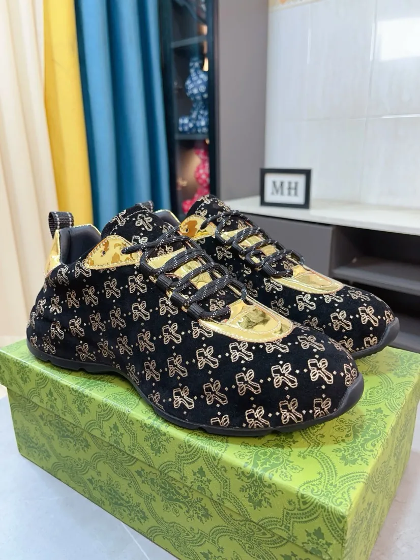 Men's shoes 💰560🌹🌹【GUCCI】pop-top casual sneakers with daddy outsole, breathable and comfortable, easy to walk, a versatile style for trendy men, upper with cowhide edged outsole design➕genuine leather lining➕Gucci's popular original outsole, sports and running style, super comfortable. Code number 38-44